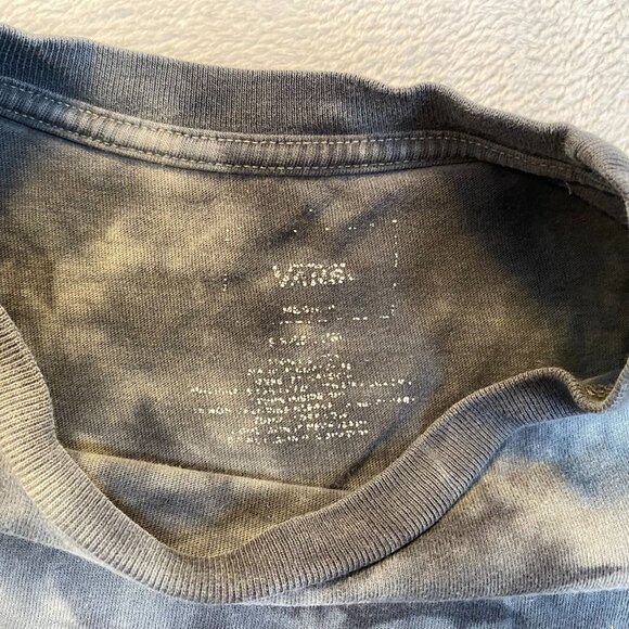 Vans Mens T-Shirt Medium Tie-Dye Gray & Black Short-Sleeve With Yellow Embroider - Picture 9 of 12